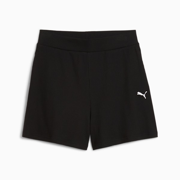 ESS ELEVATED 5" High-Rise Rib Shorts Women, PUMA Black, extralarge